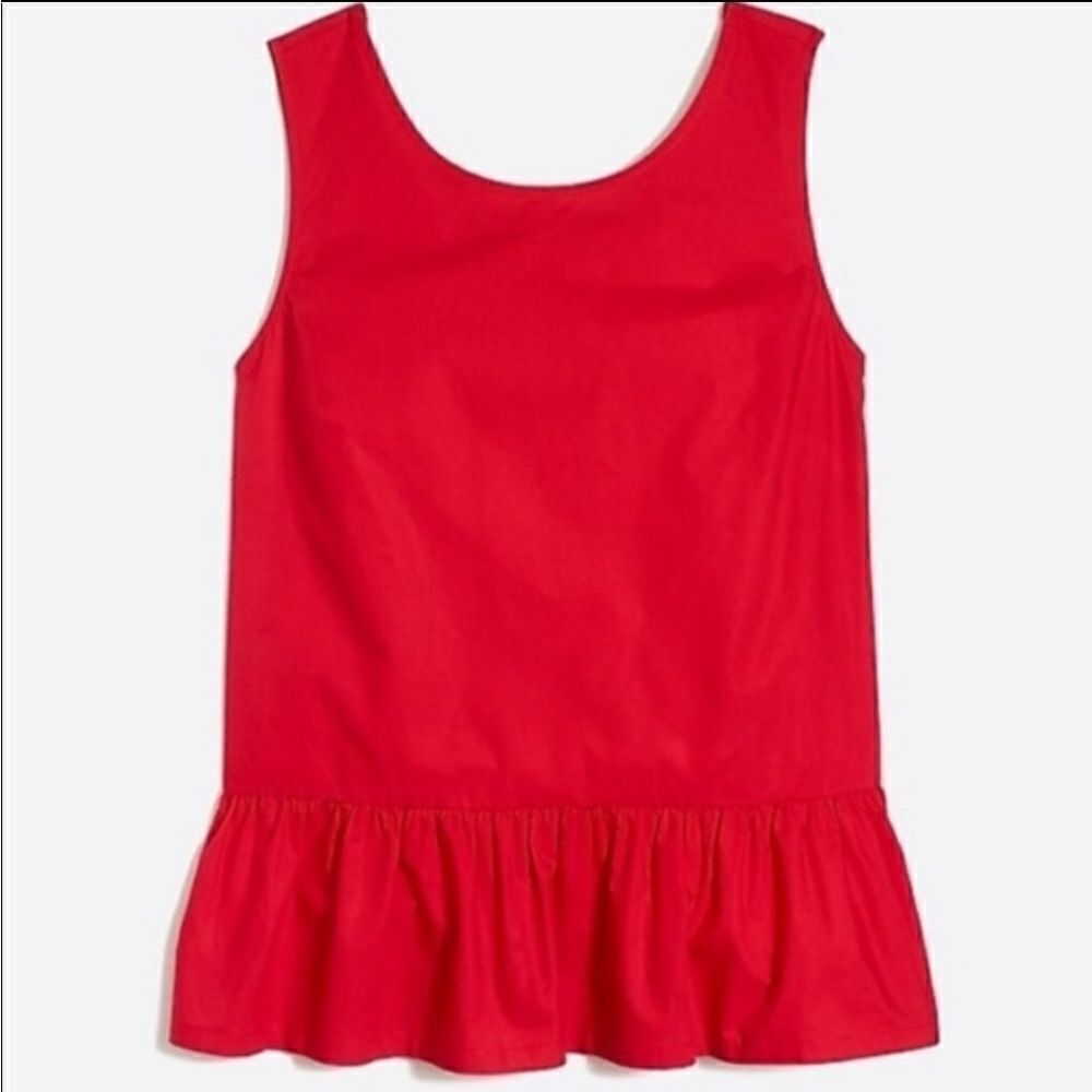 J. Crew Red Bow Back Peplum Tank Top (S)